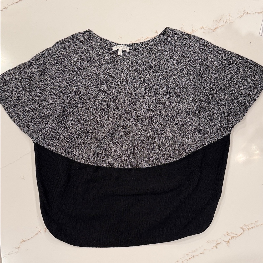 Vintage 90s Chaus Black & Gray Colorblock 100% Cotton Knit Top Women’s Large